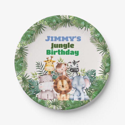 Jungle Safari Birthday Paper Party Teller (Vorderseite)