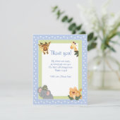 JUNGLE SAFARI Blue Danke Karte flach (Stehend Vorderseite)