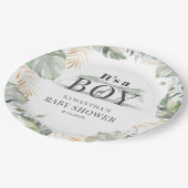 Jungle Safari Botanical Boy Baby Dusche Pappteller (Schrägansicht)