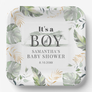 Jungle Safari Botanical Es a Boy Baby Dusche Pappteller
