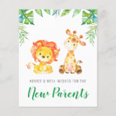 Jungle Safari Boy Dusche Neue Elternberatungskarte (Rückseite)
