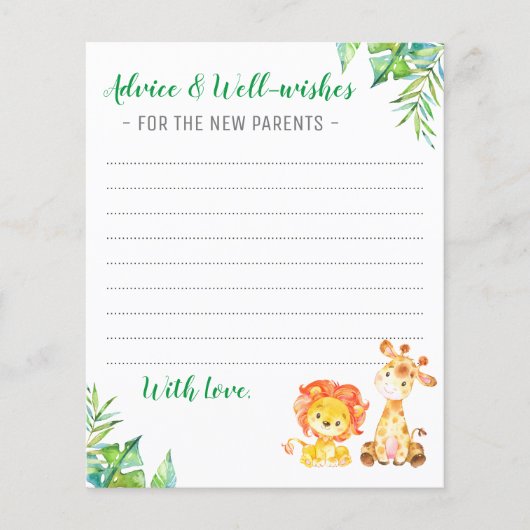 Jungle Safari Boy Dusche Neue Elternberatungskarte (Vorderseite)