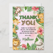 Jungle Safari Boy Geburtstagsparty Dankeskarte (Vorderseite)