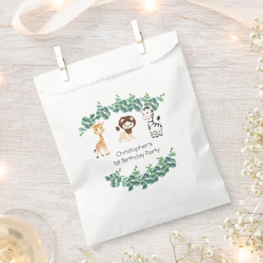Jungle Safari Boys Giraffe Lion Zebra 1. Geburtsta Geschenktütchen (Ausgeschnitten)