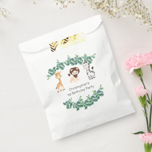 Jungle Safari Boys Giraffe Lion Zebra 1. Geburtsta Geschenktütchen (Versiegelt)