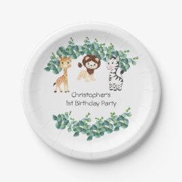 Jungle Safari Boys Giraffe Lion Zebra 1. Geburtsta Pappteller