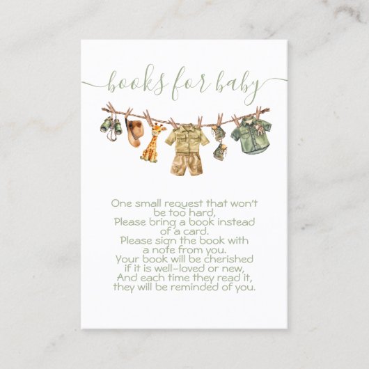 Jungle Safari Clothesline Buch Visitenkarte (Vorderseite)