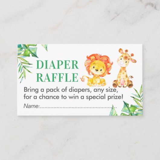 Jungle Safari Diaper Raffle Ticket Baby Shower Boy Begleitkarte (Vorderseite)