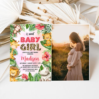 Jungle Safari Ein Sweet Baby Girl Baby Dusche Foto Einladung