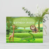 Jungle Safari Einladung zum Geburtstag (Stehend Vorderseite)