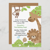 Jungle Safari Einladung zum Geburtstag (Vorne/Hinten)