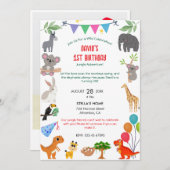 Jungle Safari Einladung zum Geburtstag - Wild One  (Vorne/Hinten)