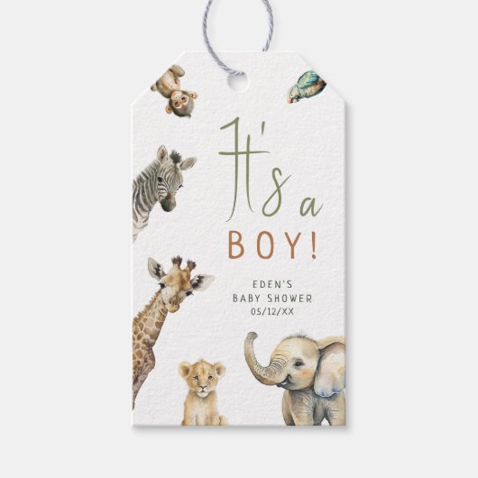 Jungle Safari Es ist eine Baby-Dusche Vielen Dank Geschenkanhänger (Vorderseite)