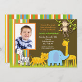 Jungle Safari Foto Geburtstag Einladung (Vorne/Hinten)