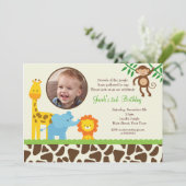 Jungle Safari Foto Geburtstag Einladung (Stehend Vorderseite)