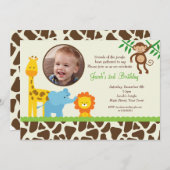 Jungle Safari Foto Geburtstag Einladung (Vorne/Hinten)