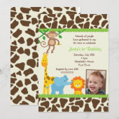 Jungle Safari Foto Geburtstag Einladungen (Vorne/Hinten)