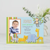 Jungle Safari Foto Geburtstag Einladungen (Stehend Vorderseite)