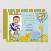 Jungle Safari Foto Geburtstag Einladungen (Vorne/Hinten)