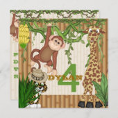 Jungle Safari Geburtstag Einladung Vorlage (Vorne/Hinten)