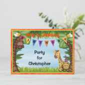 Jungle Safari Geburtstagsparty Einladung (Stehend Vorderseite)