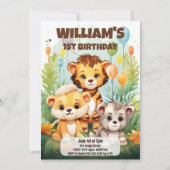 Jungle Safari Geburtstagsparty Einladung für Kinde (Vorderseite)