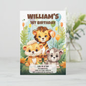 Jungle Safari Geburtstagsparty Einladung für Kinde (Stehend Vorderseite)