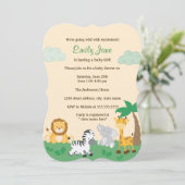 Jungle Safari Gender Neutral Baby Dusche einladen Einladung (Stehend Vorderseite)