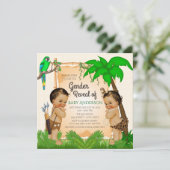 Jungle Safari Gender Reveal Einladungen (Stehend Vorderseite)