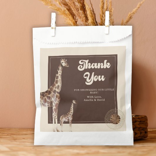 Jungle Safari Giraffe Babydusche Danke Geschenktütchen