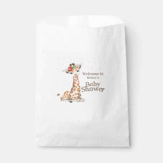 Jungle Safari Giraffe Babydusche Geschenktütchen (Vorderseite)