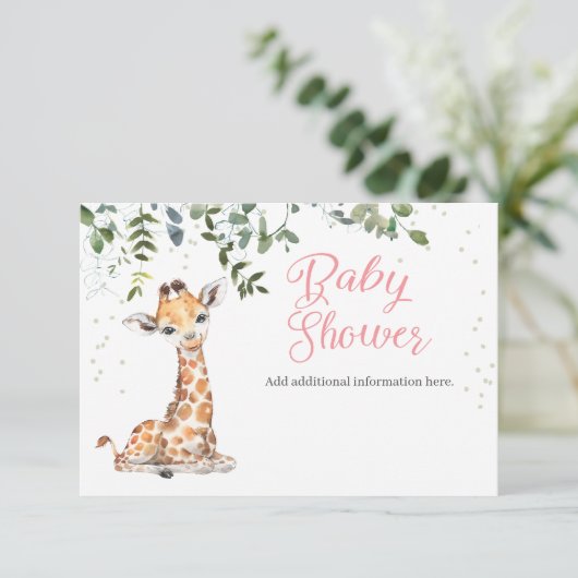 Jungle Safari Giraffe Babydusche Schließkarte Begleitkarte (Stehend Vorderseite)