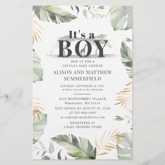 Jungle Safari Giraffe Botanische Babydusche Briefpapier (Vorderseite)