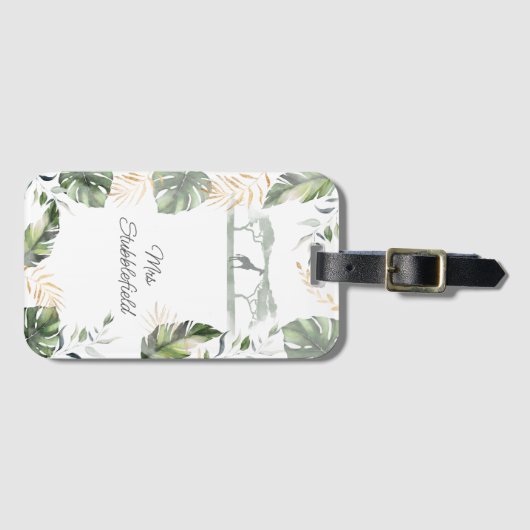 Jungle Safari Giraffe Palm Blätter Grüne Gepäckanhänger (Vorderseite (Horizontal))
