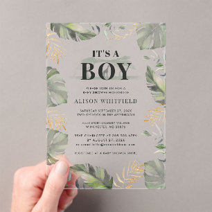 Jungle Safari Giraffe Palms Blätter Kinderdusche Acryleinladungen