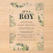 Jungle Safari Giraffe Palms Blätter Kinderdusche Acryleinladungen (Vorderseite)