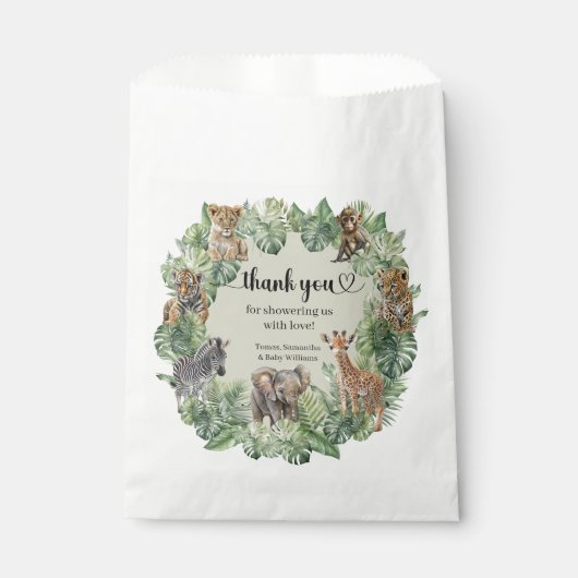 Jungle Safari Giraffe Palms Blätter Kinderdusche Geschenktütchen (Vorderseite)
