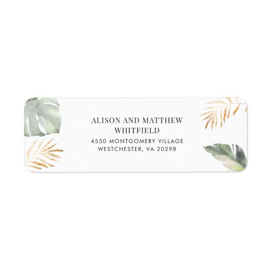 Jungle Safari Giraffe Palms Blätter Rücksendeadres (Vorne)