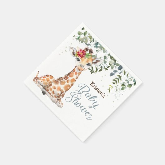 Jungle Safari Giraffe Personalisierte Babydusche Serviette (Ecke)