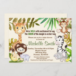 Jungle Safari Girl Queen of Jungle Baby Shower Einladung