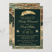 Jungle Safari Green Beige Glitzer Agate Wedding Einladung (Vorne/Hinten)