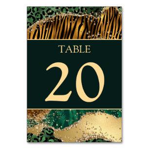 Jungle Safari Green Glitzer Wedding Tischnummer