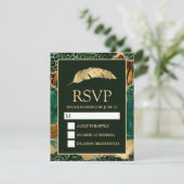 Jungle Safari Green Gold Glitzer Agate Wedding RSVP Karte (Stehend Vorderseite)