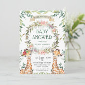 Jungle Safari Greenerenerie Giraffe Babydusche Einladung (Stehend Vorderseite)