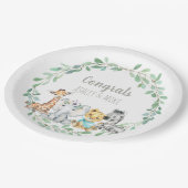 Jungle Safari Greenery Baby Animal Pappteller (Schrägansicht)