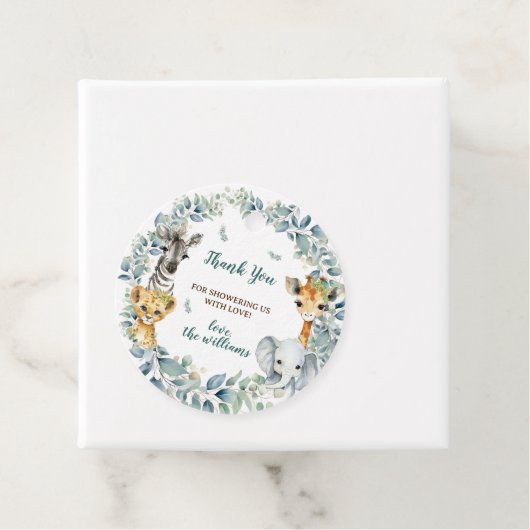 Jungle Safari Greenery Baby Dusche Vielen Dank Geschenkanhänger (Beispiel)