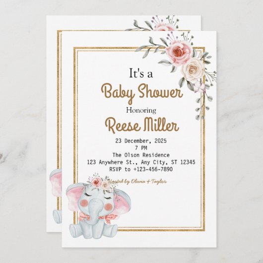 Jungle Safari Greenery Baby Shower Party Einladung (Vorne/Hinten)