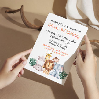 Jungle Safari Grüne Geburtstags-Party Einladung