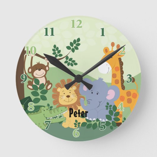 Jungle Safari individuell einstellbare Runduhr Runde Wanduhr (Vorderseite)