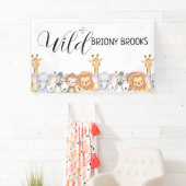 Jungle Safari "It's About To Get Wild" Baby Shower Banner (Insitu)